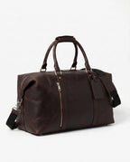 Dark Brown Full-Grain Leather Weekender Duffle Bag – 27L - Beverfield