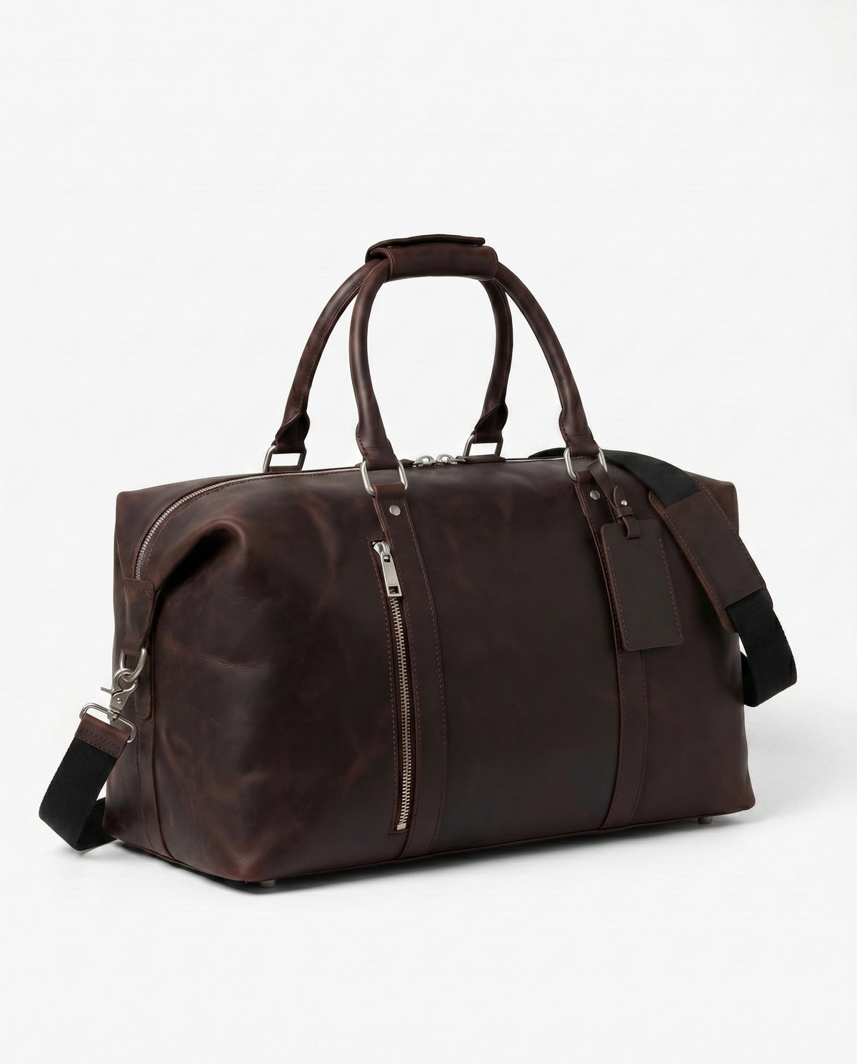 Dark Brown Full-Grain Leather Weekender Duffle Bag – 27L - Beverfield