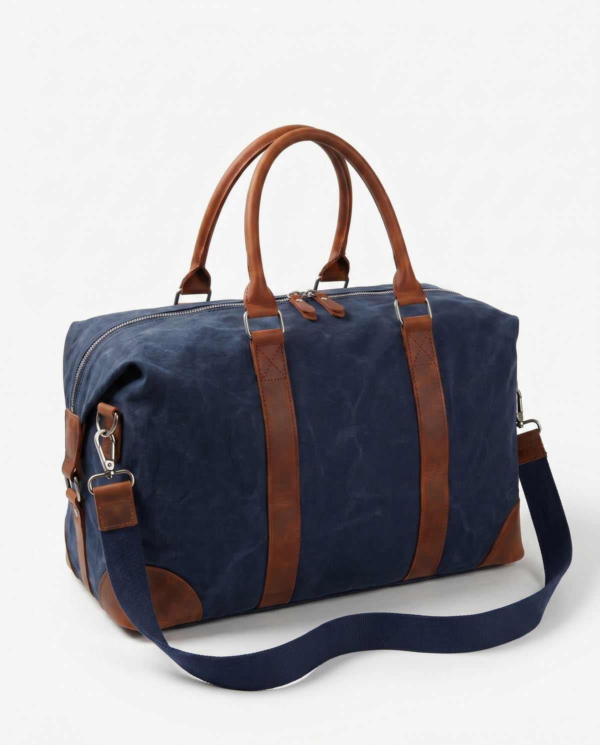Navy Waxed Canvas Duffle Bag with Shoe Compartment – 30L - Beverfield